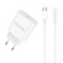 Incarcator retea cu cablu USB C - Lightning Jellico AK200 PD 20W alb
