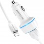 Incarcator auto cu cablu lightning, dual port usb, BOROFONE BZ14 12W